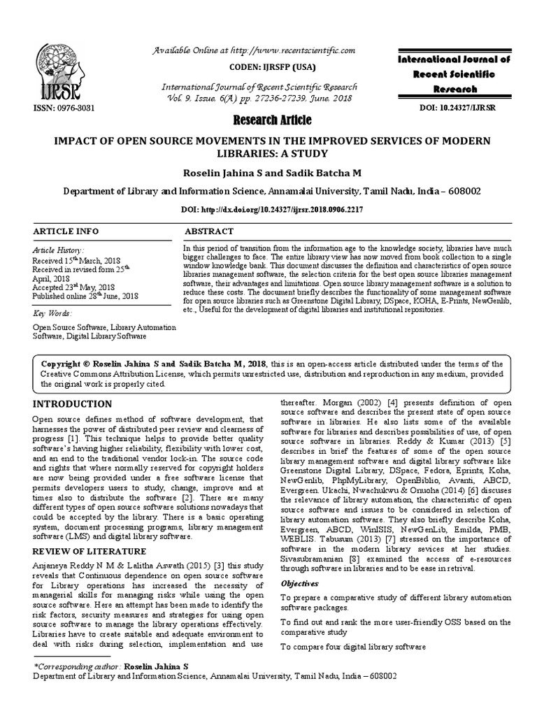 Research Article: Impact of Open Source Movements in The Improved ...