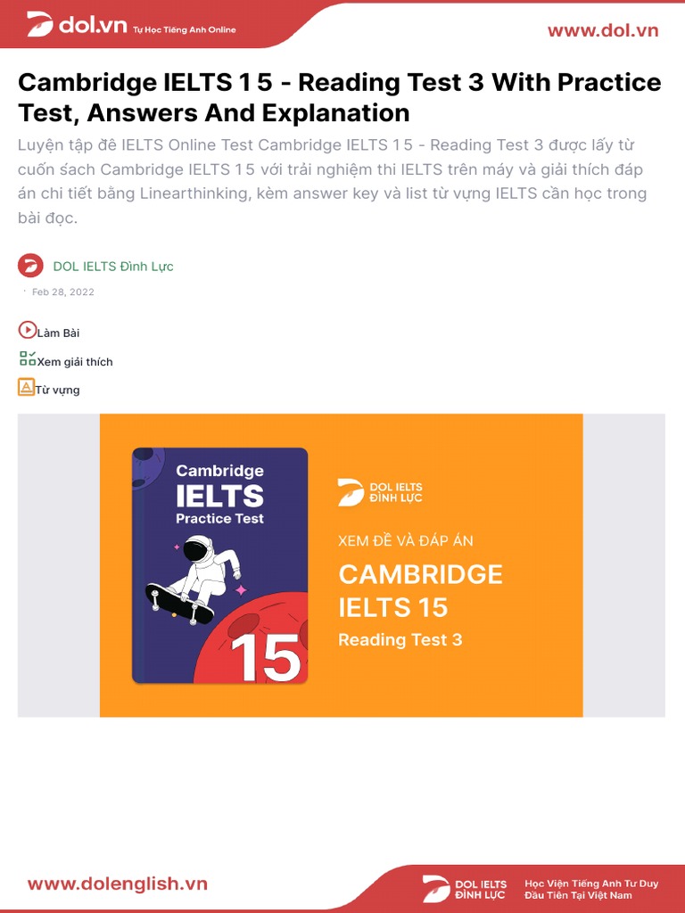 Cambridge IELTS 1 5 Reading Test 3 With Practice Test, Answers and