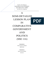 A Semi-Detailed Lesson Plan IN Comparative Government AND Politics (SSE 116)