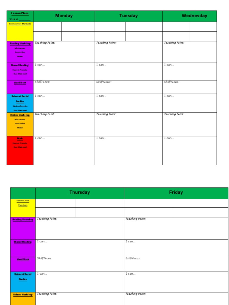 Monday Tuesday Wednesday: Lesson Plans | PDF | Career & Growth | Self ...