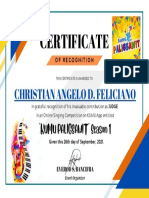 Certificate: Christian Angelo D. Feliciano