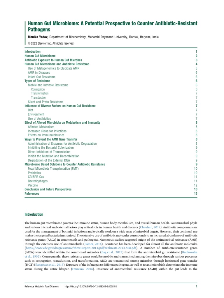 Human Gut Microbiome: A Potential Prospective To Counter Antibiotic ...
