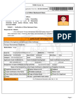 Application Form For Verification of Other Backward Class To