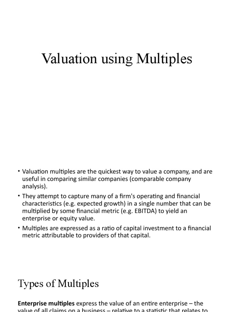 Valuation Using Multiples | PDF | Valuation (Finance) | Price–Earnings ...