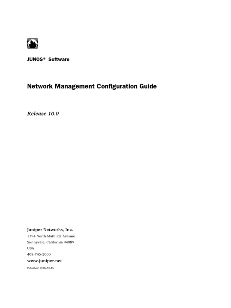 Juniper Config Guide Network Mgm | Telecommunications | Data Transmission