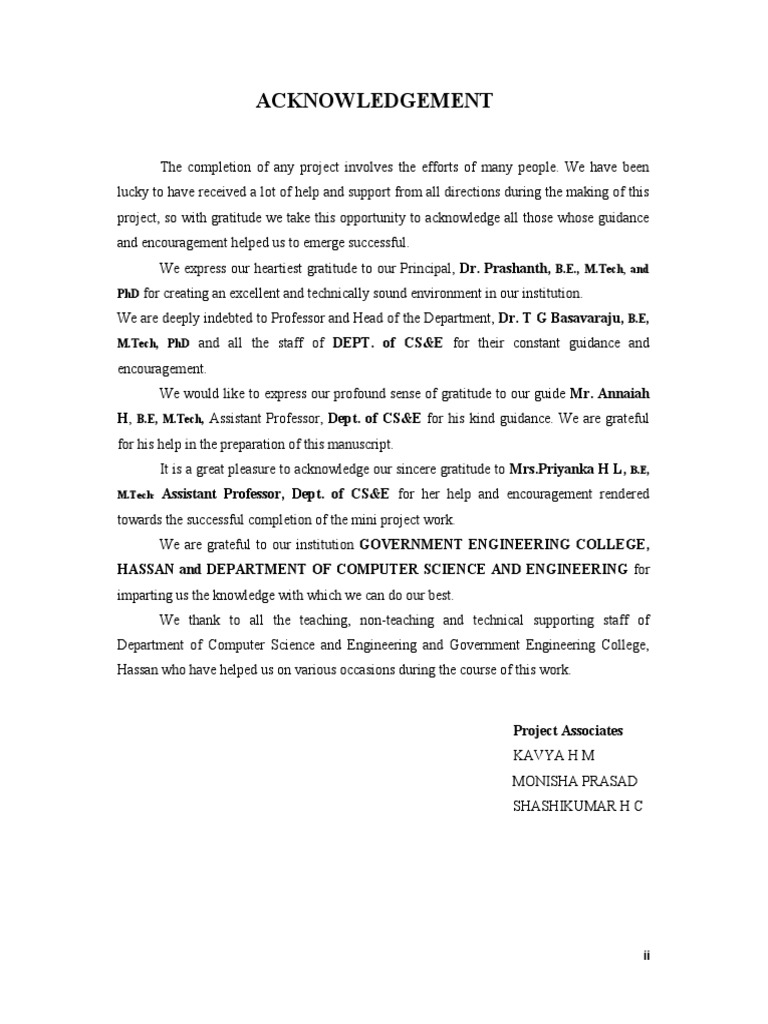 Engineering Project Acknowledgements | PDF | Science