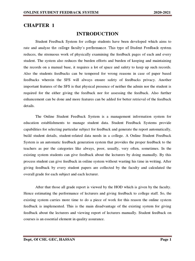 Online Student Feedback System Overview | PDF | Php | Internet & Web