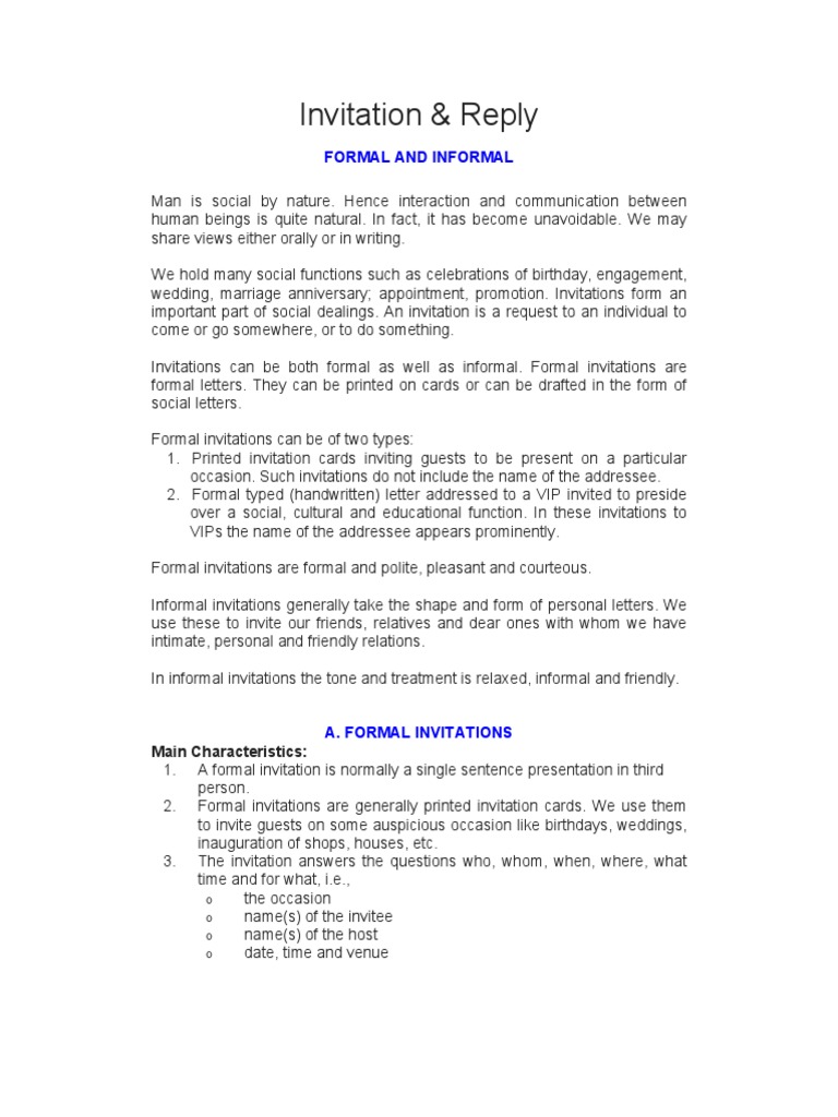 Invitation & Replies | PDF