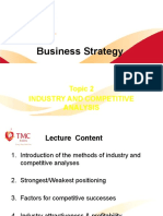 Business Strategy: Topic 2 Industry and Competitive Analysis