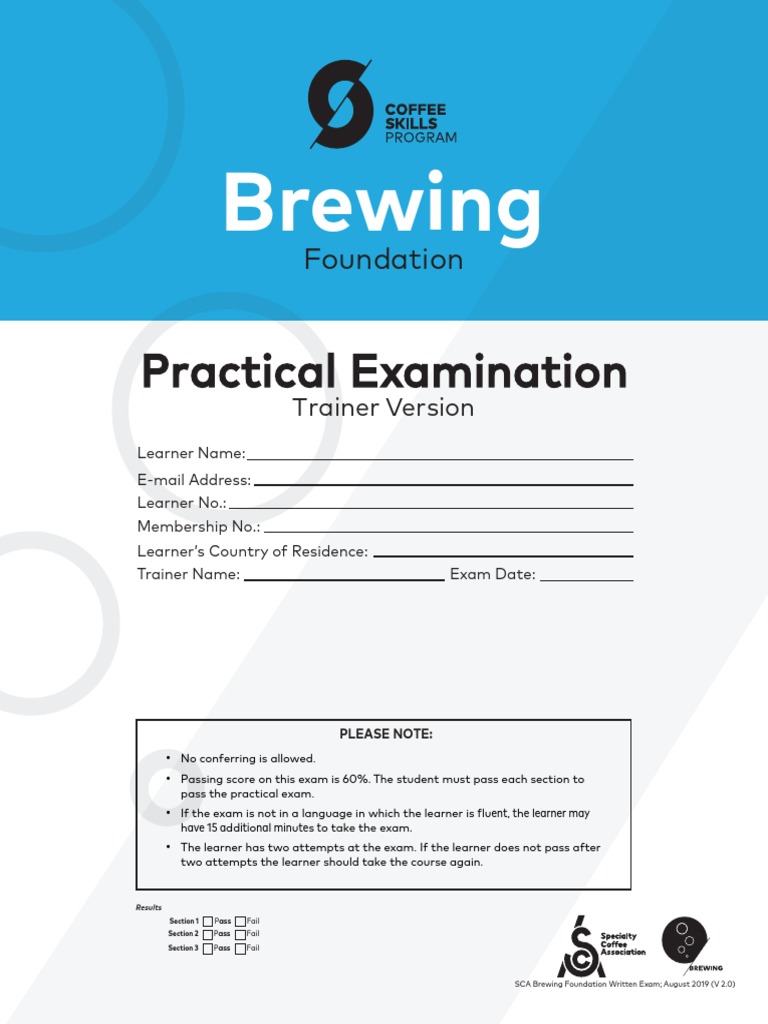 Brewing Foundation Pratical Exam Trainer Worksheets en A4