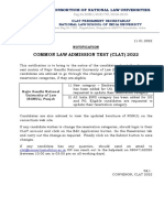 Common Law Admission Test (Clat) 2022: Consortium of National Law Universities