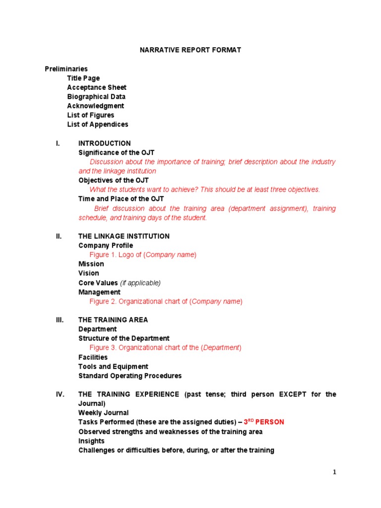 Narrative Report Structure and Guidelines | PDF