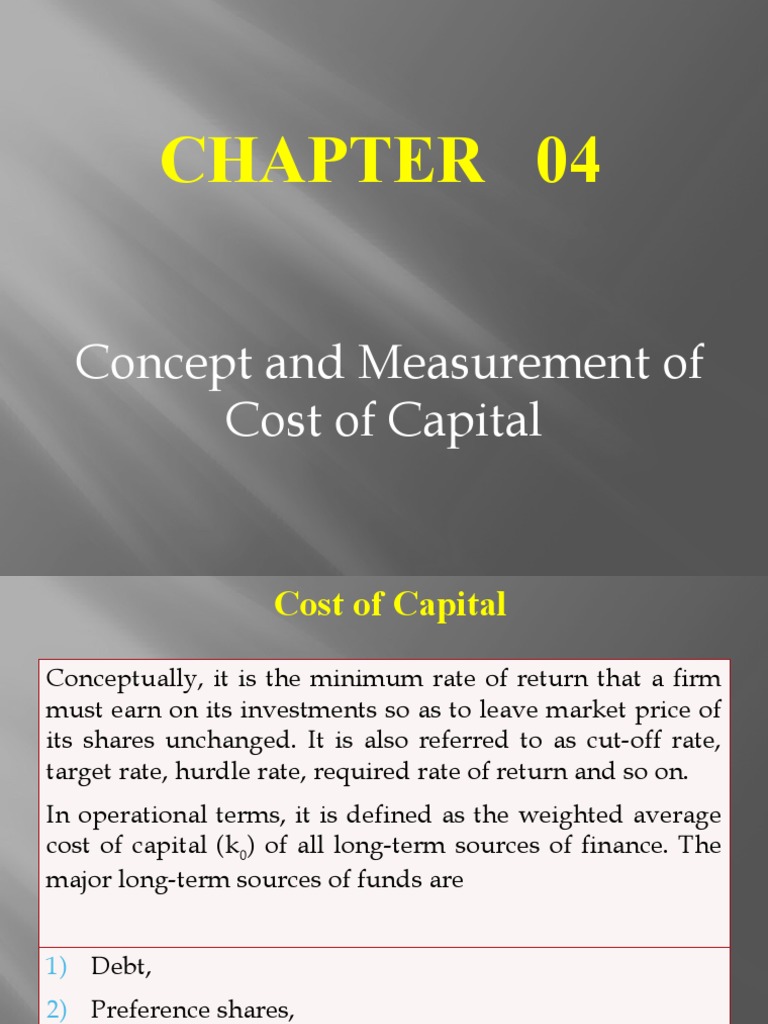 Cost of Capital: Concepts & Measurements | PDF | Cost Of Capital | Dividend