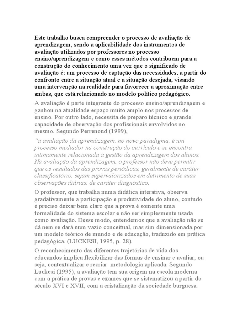 Avaliação da Aprendizagem: Reflexões e Práticas | PDF | Aprendizado ...