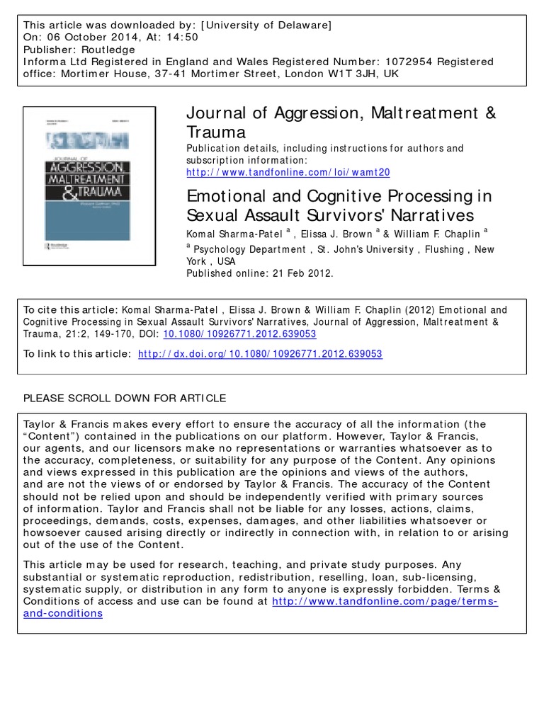 Journal of Aggression, Maltreatment & Trauma | PDF | Psychological ...