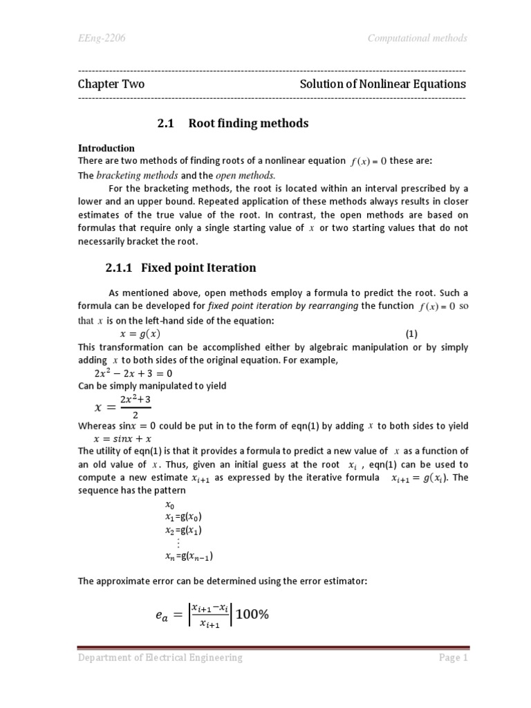 Nonlinear Equation Root-Finding Methods | PDF | Polynomial | Electrical ...