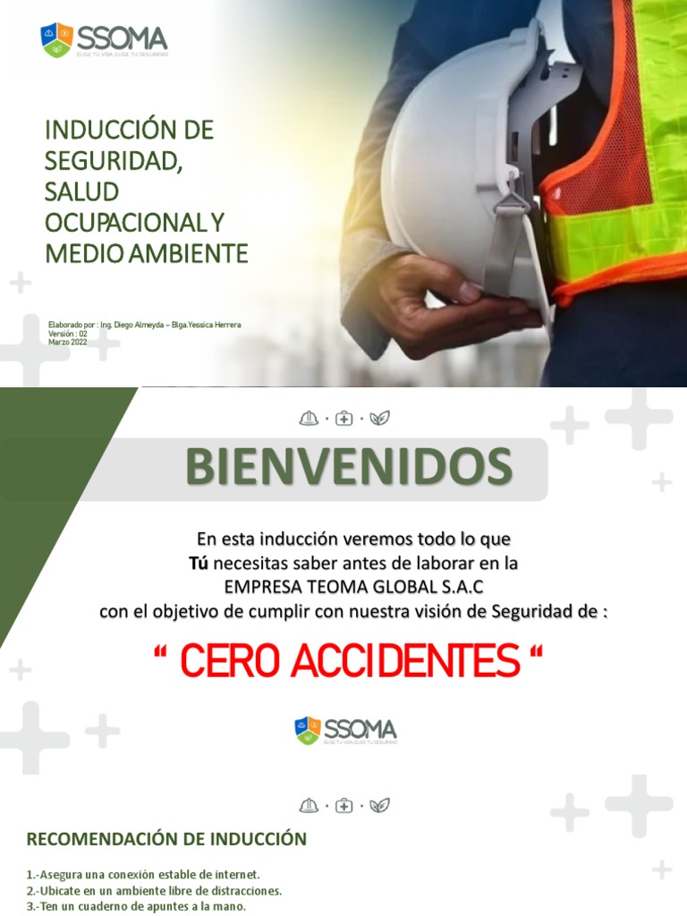 Inducción SSOMA en Teoma Global | PDF | Seguridad y salud ocupacional ...