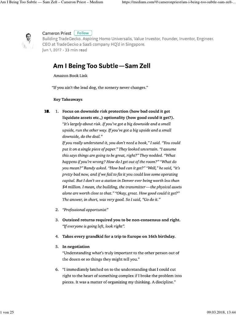 Sam Zell: Am I Being Too Subtle? | PDF