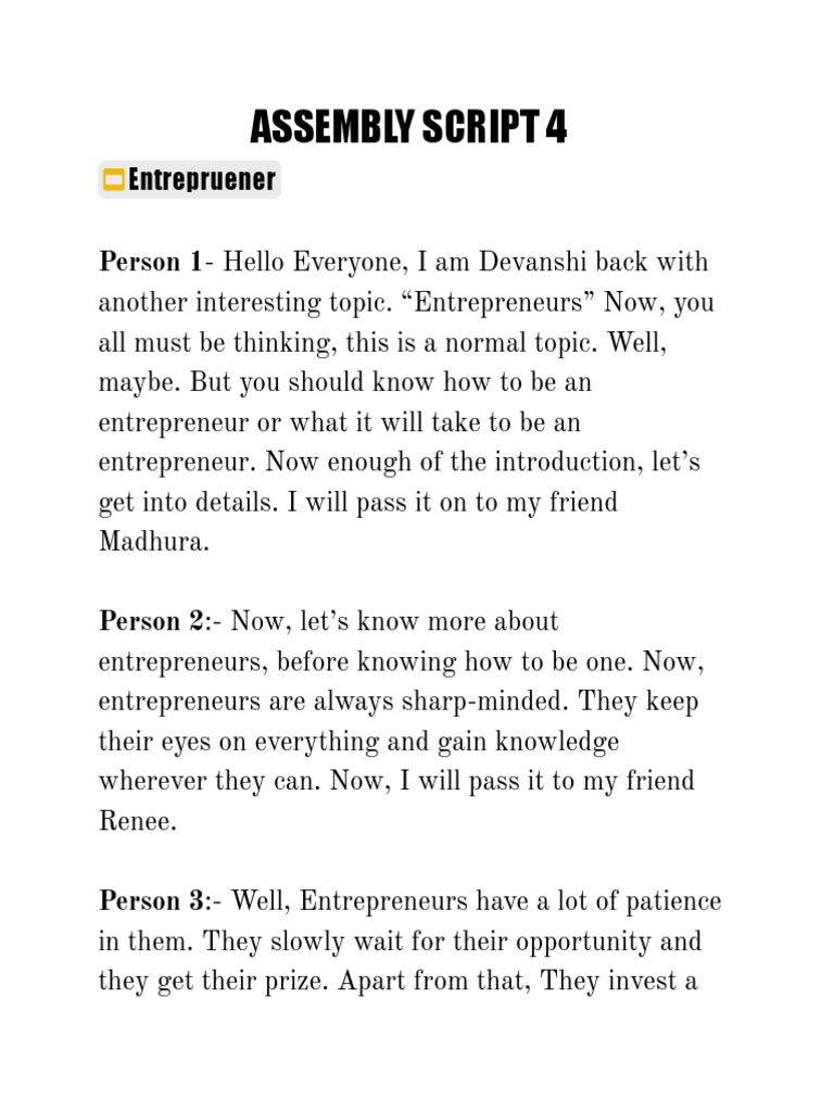 Assembly Script 4 PDF