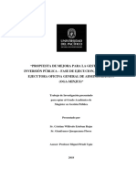 Propuesta de Mejora para La Gestión de La Inversión Pública - Fase de Ejecucion, en La Unidad Ejecutora Oficina General de Administración