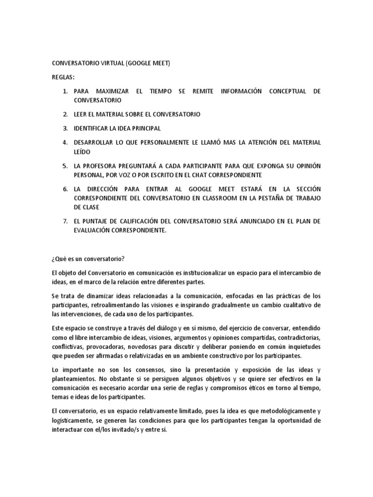 Qué es un conversatorio y su dinámica | PDF | Cognición