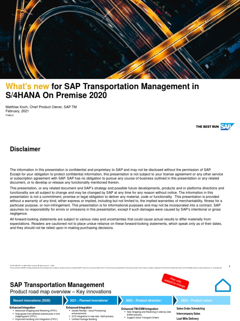 What's New For SAP Transportation Management in S4HANA On Premise 2020 ...
