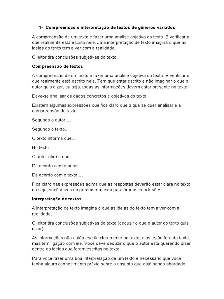 Compreensão e Interpretação de Textos de Gêneros Variados-PM AL | PDF