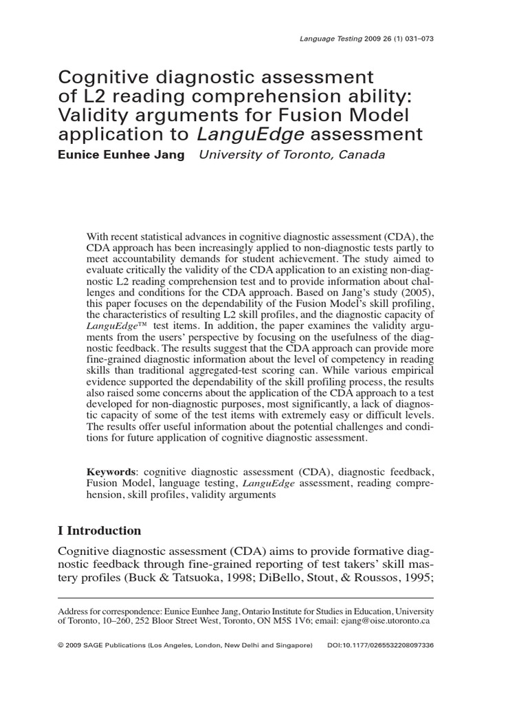 Cognitive Diagnostic Assessment | PDF | Test (Assessment) | Educational ...