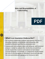 Roles and Responsibilities of Underwriting