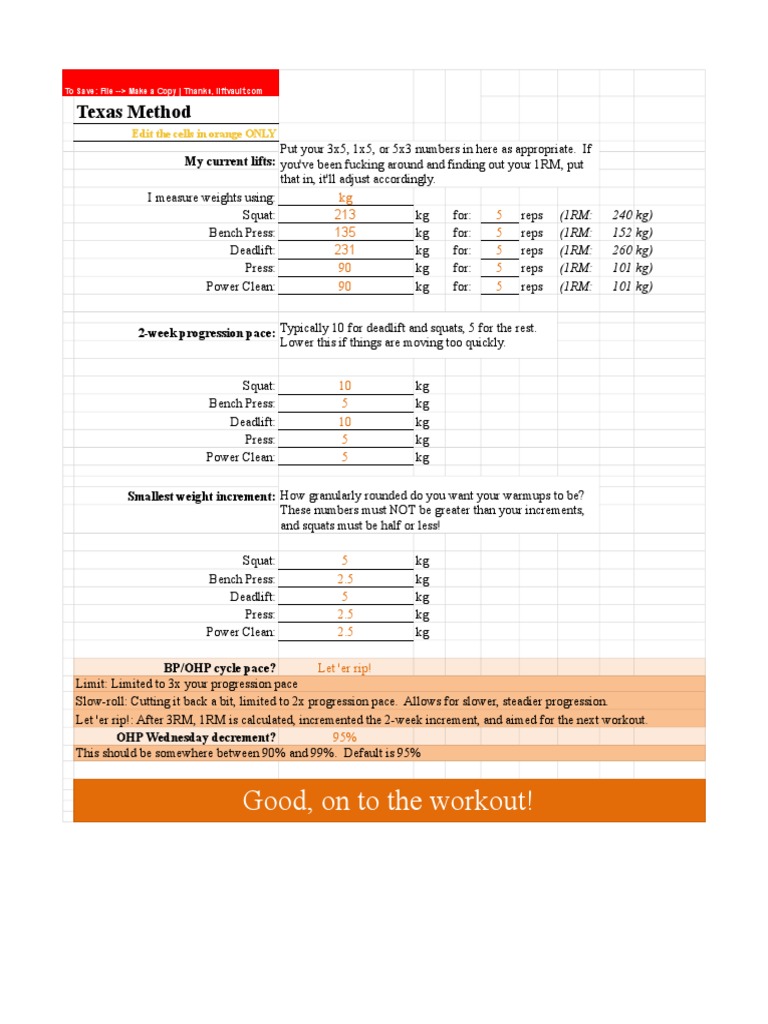 Texas Method Spreadsheet PDF Weight Training