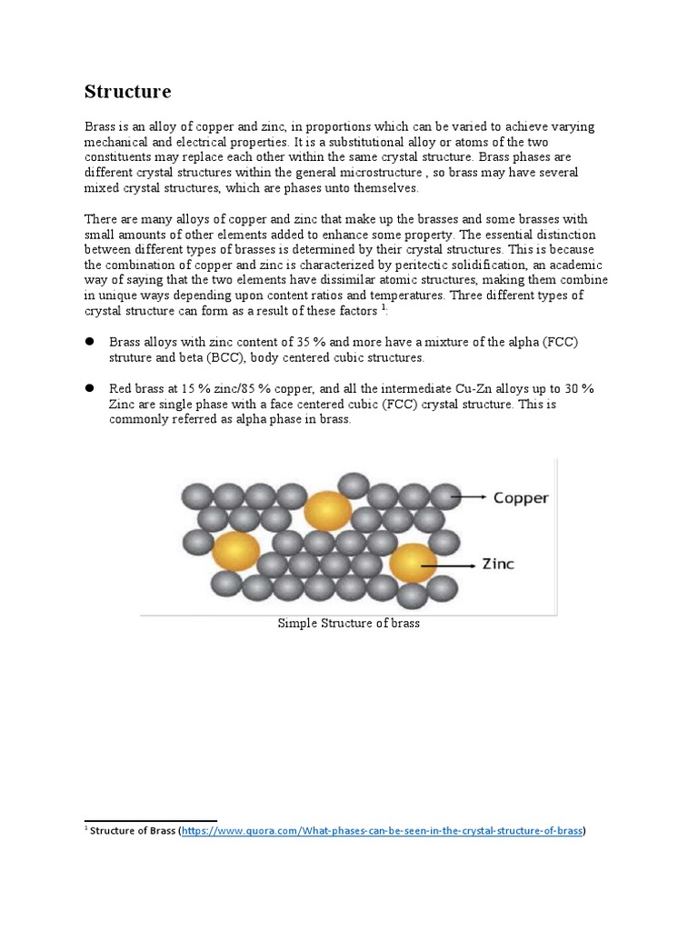 Structure of Brass PDF Brass Metals