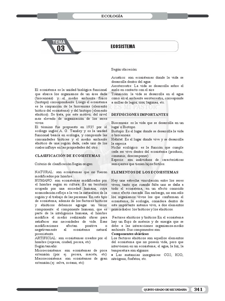 Tema 3 - ECO 5º 2022 | PDF | Ecosistema | Ecología
