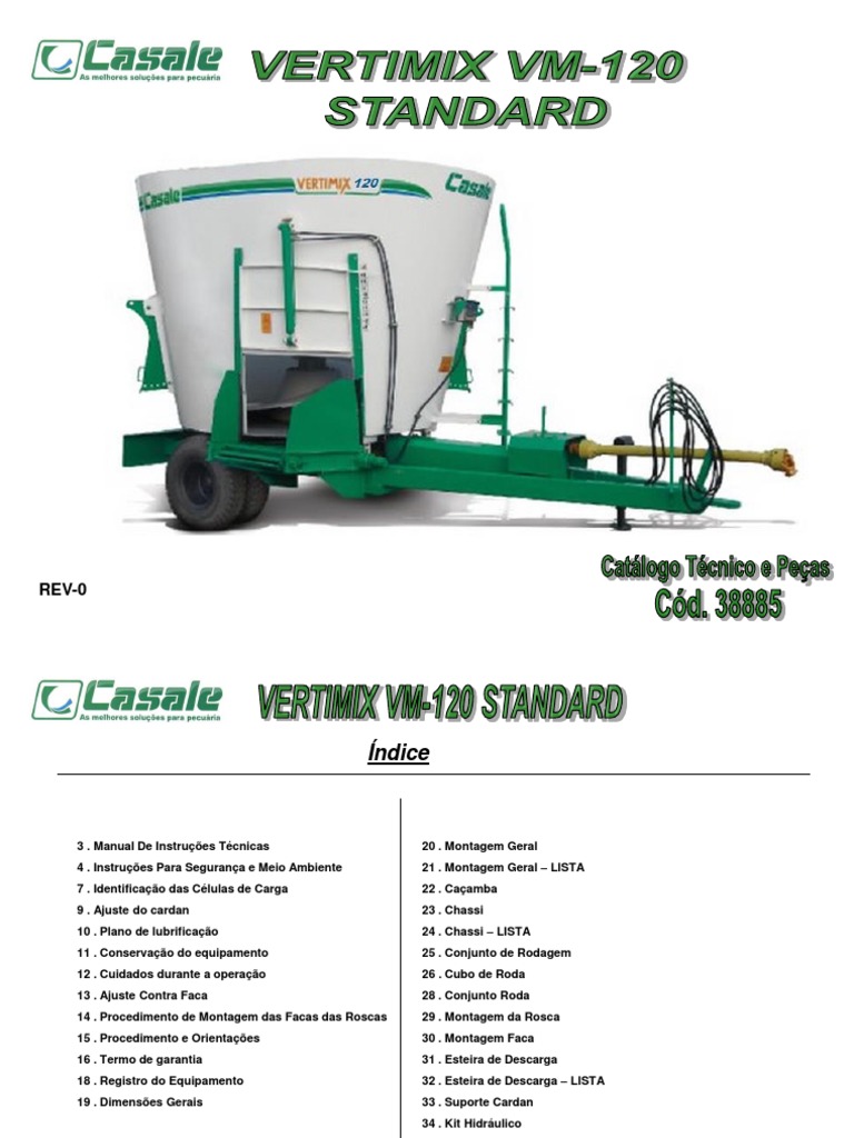 Catálogo Técnico VERTIMIX VM-120 | PDF | Parafuso | Trator