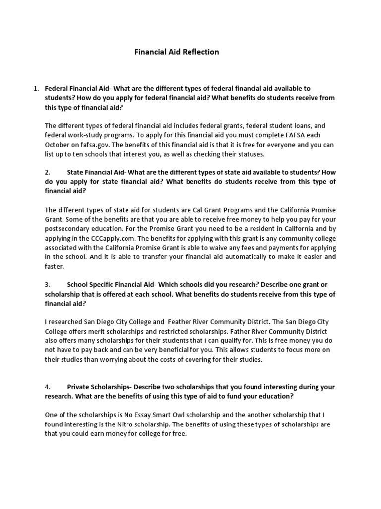 Financial Aid Reflection | PDF | Academia | Public Finance