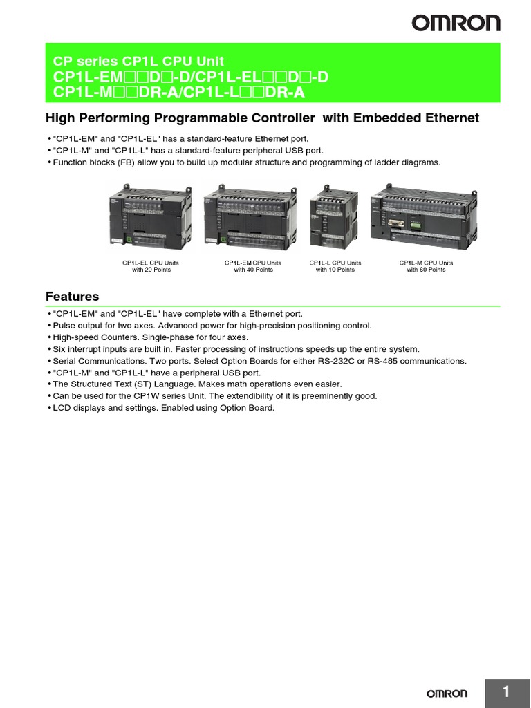 CP1L Datasheet en 201510 P081-E1-02 | PDF | Power Supply | Microsoft ...