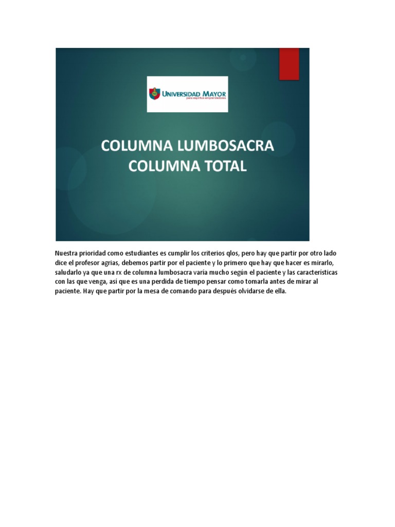 Columna Lumbar 1 | PDF | La columna vertebral | Escoliosis