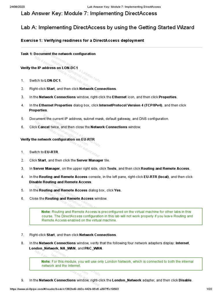 Lab Answer Key: Module 7: Implementing Directaccess Lab A: Implementing ...