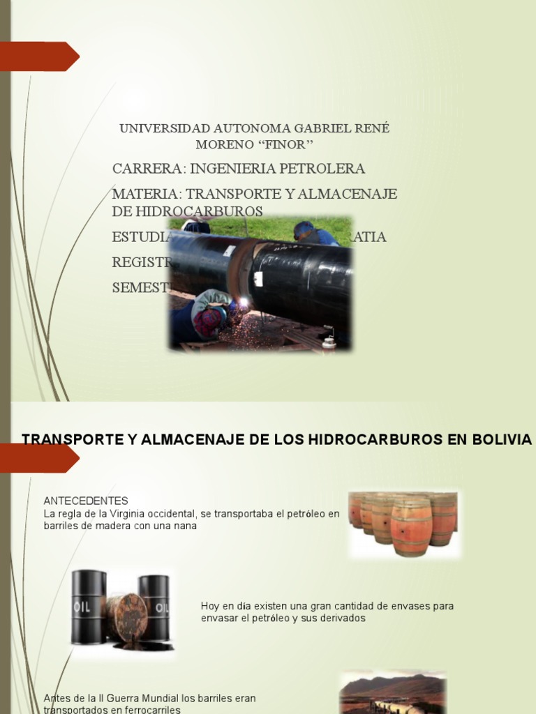 Transporte y Almacenaje de Hidrocarburos en Bolivia | PDF | Petróleo ...