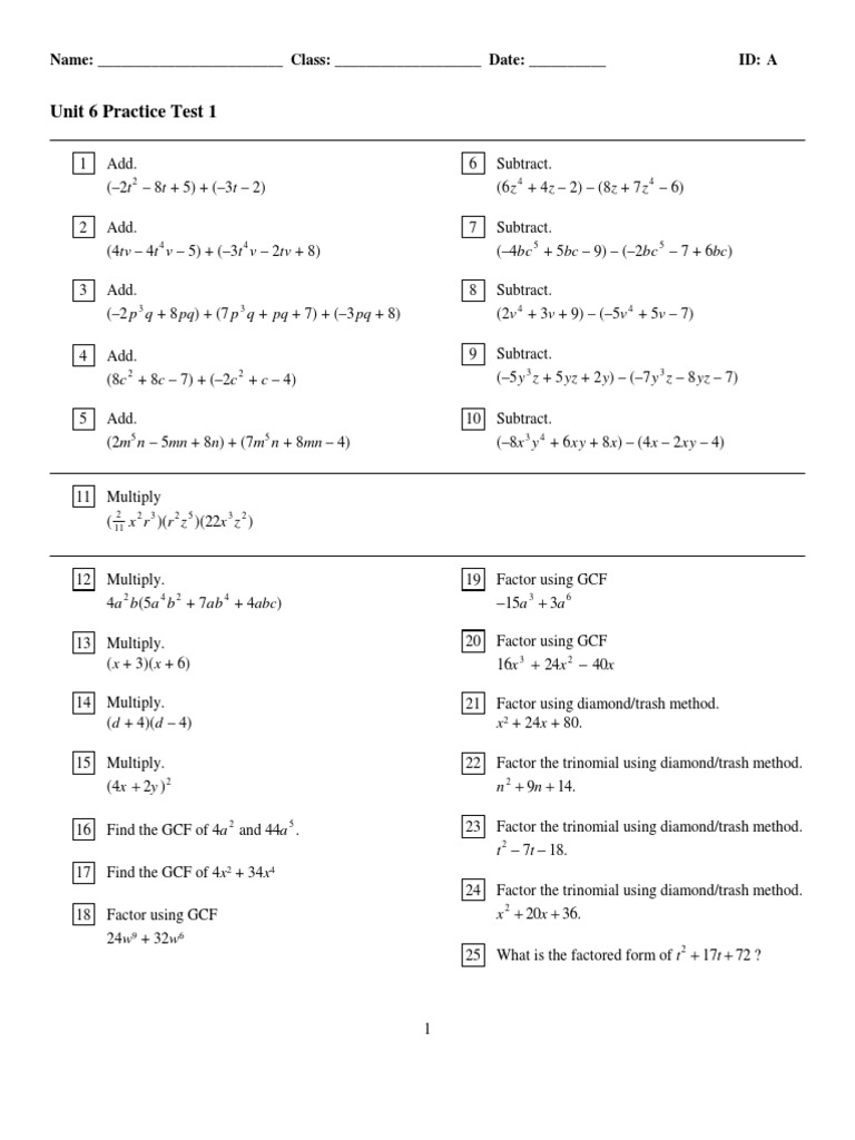 Unit 6 Practice Test 1 | PDF