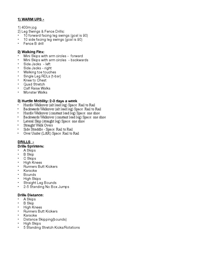 track and field practice overview PDF Foot Running
