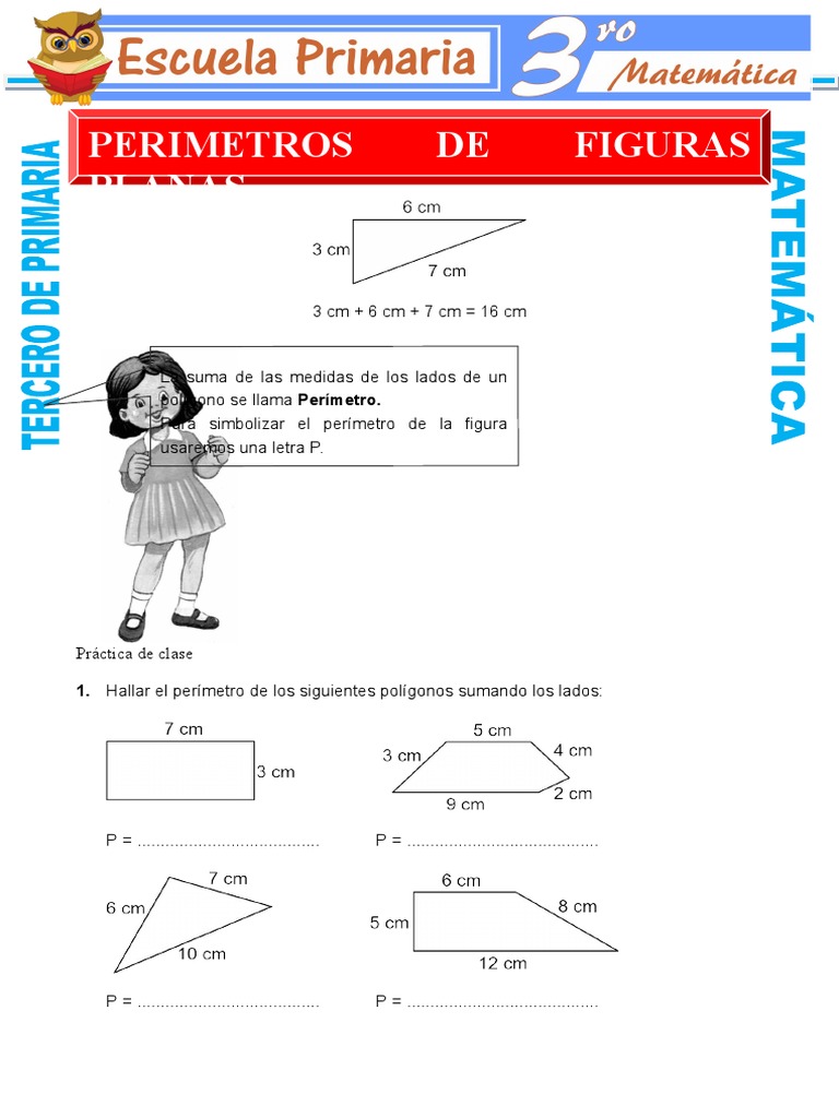 Perimetros de Figuras Planas para Tercero de Primaria | PDF, image size:768x1024