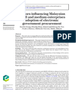 Factors in Uencing Malaysian Small and Medium Enterprises Adoption of Electronic Government Procurement