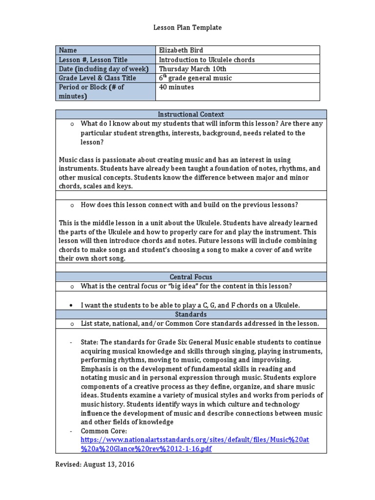 Lesson Plan Template - f16 With Prompts 1 1 | PDF | Lesson Plan | Learning