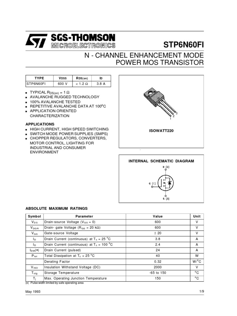 P6n60fi - 600V, 3a8 | PDF