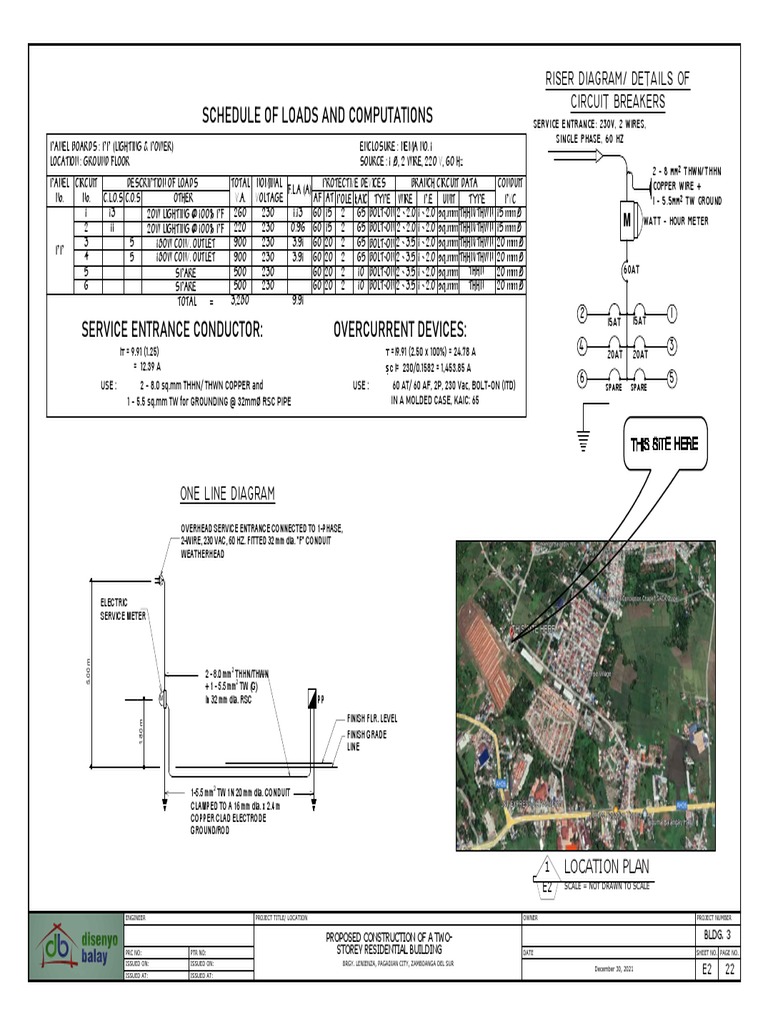 Panel Load Calculations and SingleLine Diagram for a Proposed Two