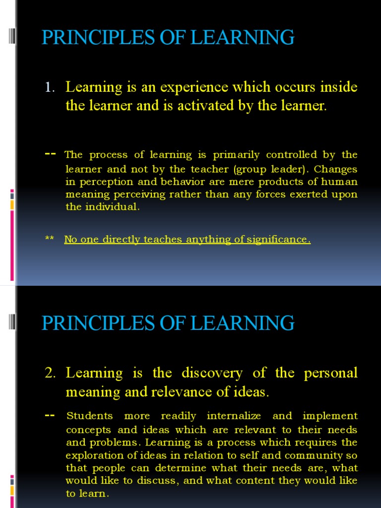 Describe Three Principles Of Learning