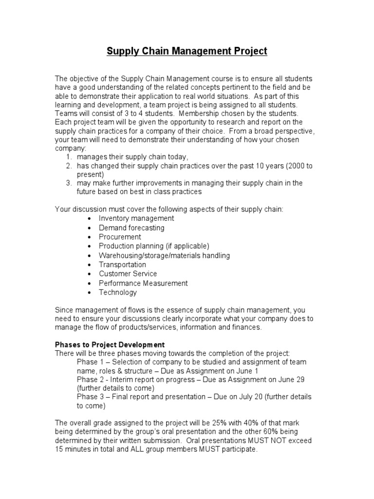 Supply Chain Management Project Overview | PDF | Supply Chain ...
