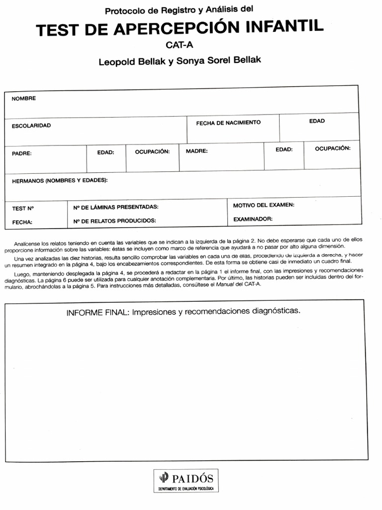 Protocolo CAT | PDF | Sicología