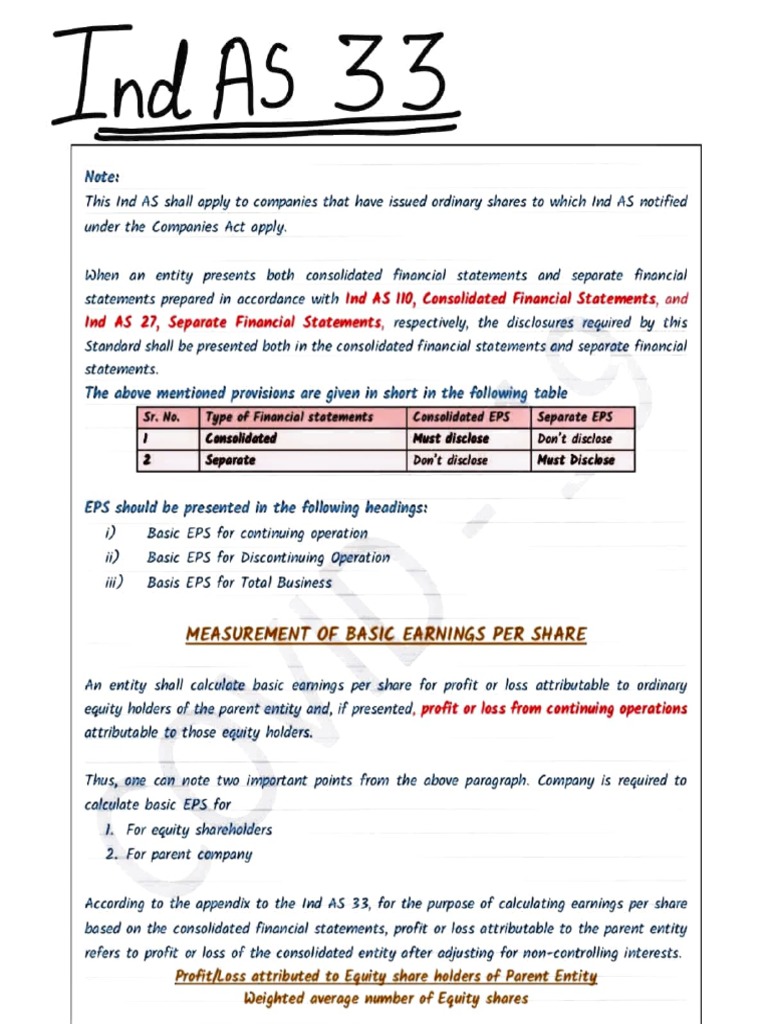 Guidelines for calculating basic and diluted earnings per share under