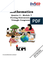 Mathematics: Quarter 3 - Module 7 Proving Statements On Triangle Congruence